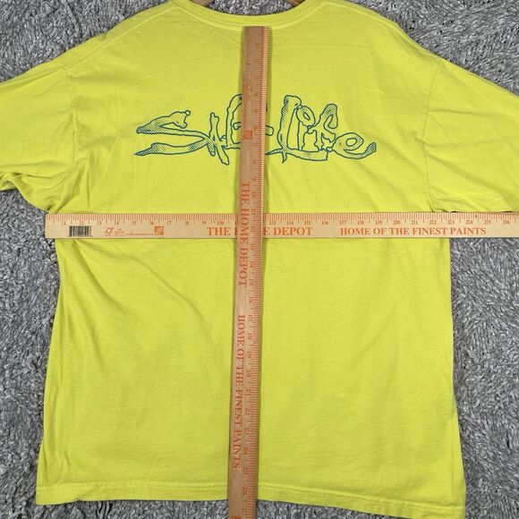 Salt Life T-Shirt Men's XL Neon Yellow Short Sleeve Fishing Spellout - Picture 3 of 3